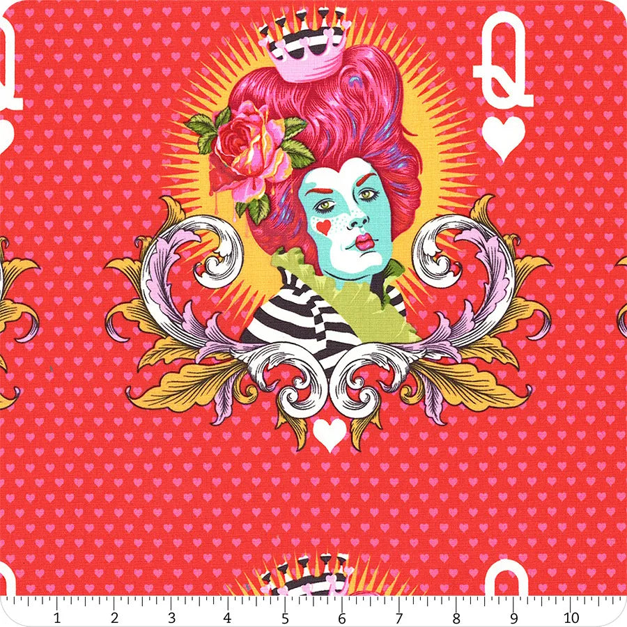 Curiouser and Curiouser The Red Queen Wonder Red Tula Pink Free Spirit Cotton Fabric