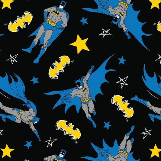 DC Comics Doodle Batman Knit Black Camelot 58" 95% Polyester 5 Percent Spandex Quilting Fabric