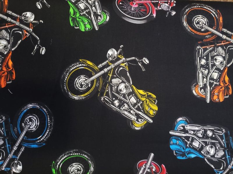 Coast to Coast Biker Motorcycle allover Black David Textiles Cotton Fabric