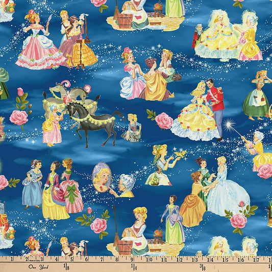 Cinderella Tales Allover Vintage Storybooks David Textiles Cotton Fabric