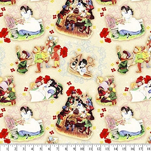 Snow White Seven Dwarfs Mirror Mirror the Wall allover David Textiles Cotton Fabric