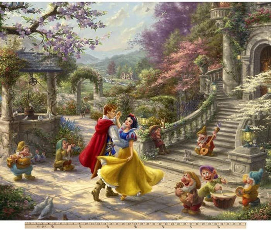 Snow White and Prince Panel Disney and Thomas Kinkade Licensed  36" David Textiles Cotton Fabric