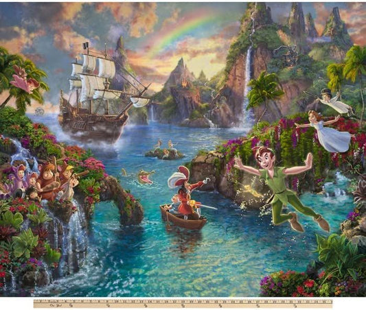 Disney Neverland Peter Pan Panel 35" David Textiles Cotton Fabric