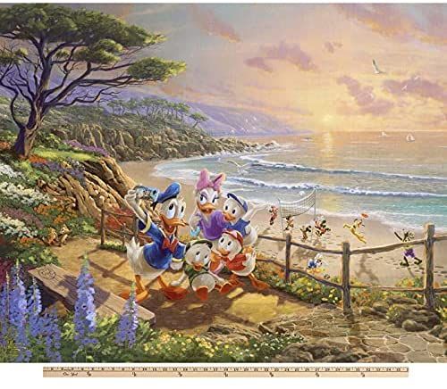 Donald Duck and Family Beach Vacation Panel 36" Disney Thomas Kinkade David Textiles Cotton Fabric