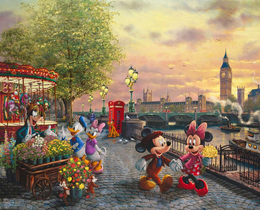 Disney Dreams 9 Mickey & Minnie London Panel 36" Thomas Kinkade Studios David Textiles Cotton Fabric