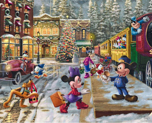 Disney Dreams 8 Mickey & Minnie Candy Cane Express Panel 36" Thomas Kinkade David Textiles Cotton Fabric