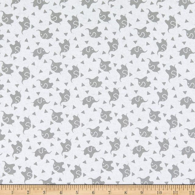 Elephant Confetti FLANNEL Jasper Gray White from David Textiles Cotton Fabric