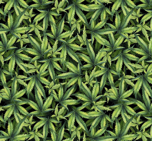 Marijuana Plant Packed Cannabis Black David Textiles Cotton Fabric