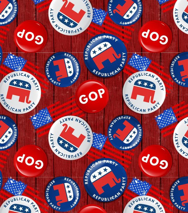 GOP Republican Button Patriotic design David Textiles Cotton Fabric