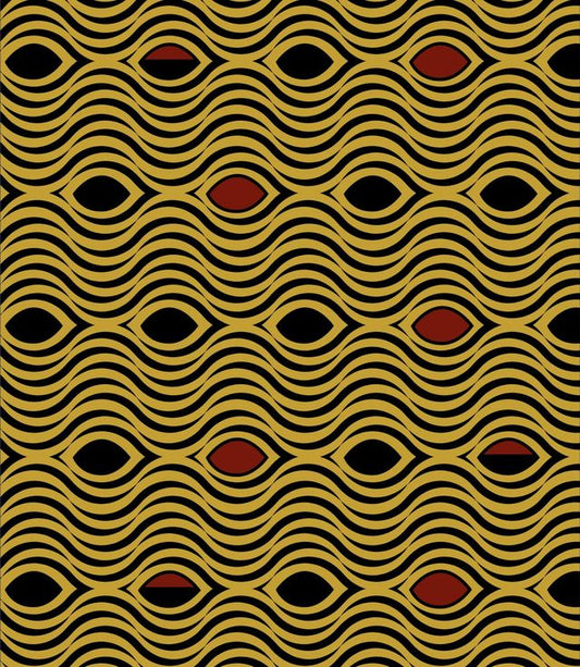 African Heritage African Waves Yellow David Textiles Cotton Fabric