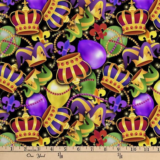 Mardi Gras Jester Party Allover David Textiles Cotton Fabric