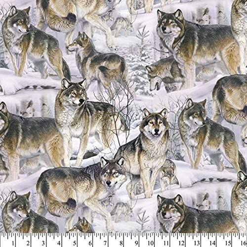 Wolves the Snow David Textiles Cotton Fabric