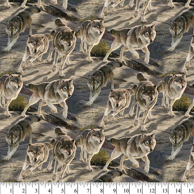 Charge Light Brigade Wolf Wolves Dogs Past & Present David Textiles Cotton Fabric