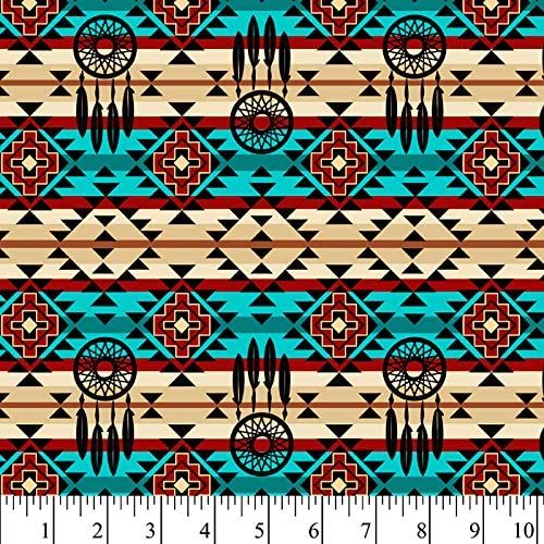 Dreamcatchers Native Turquoise David Textiles Cotton Fabric