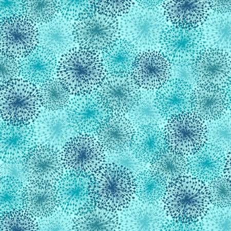 Dandelion Dreams 108" Wide Back Misty Teal Benartex Cotton Fabric