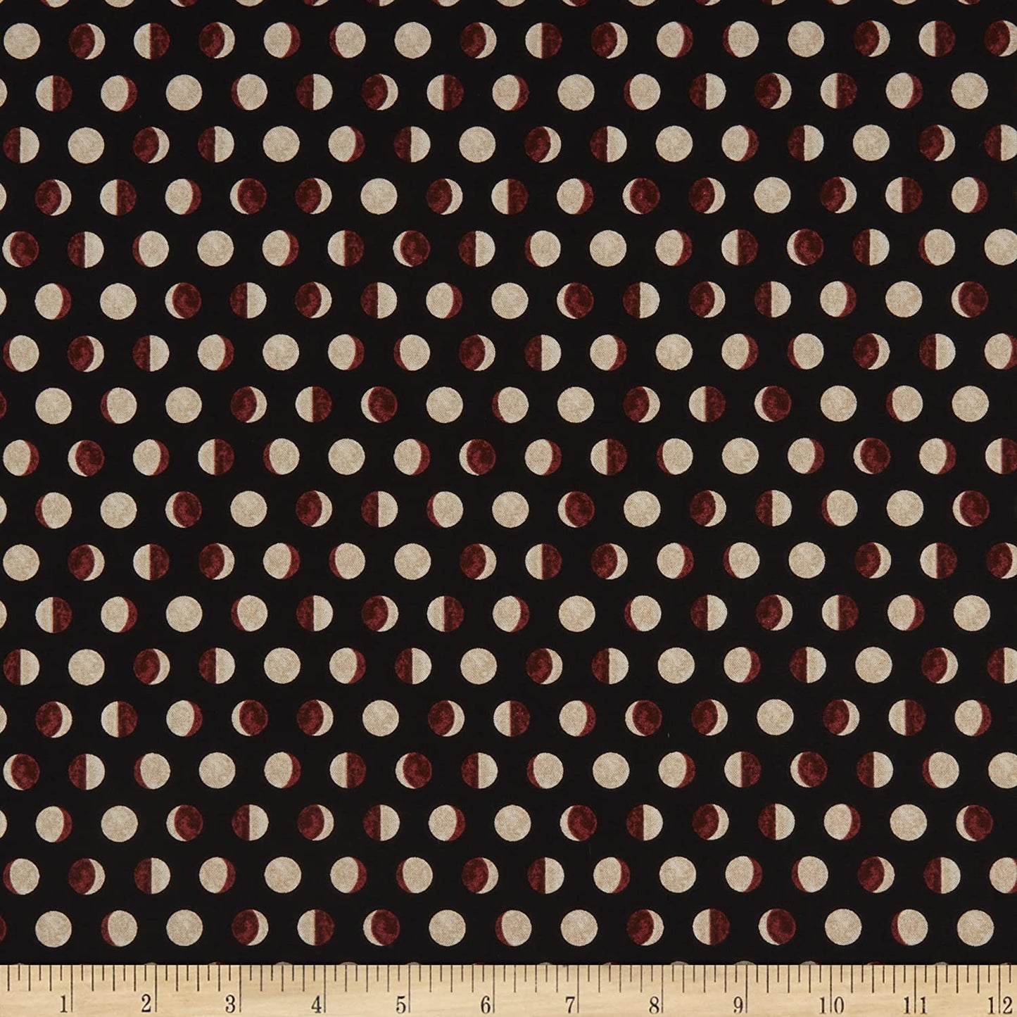 Dark Forest Moon Phases Dots Dark Chocolate Black Melissa Wang Studio E Cotton Fabric