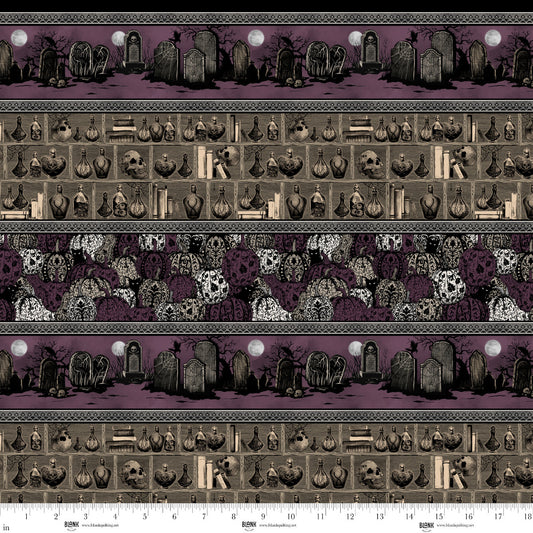 Darkly Enchanted Stripe Plum Episodic Drawing Blank Quilting Cotton Fabric BQ-4801-55