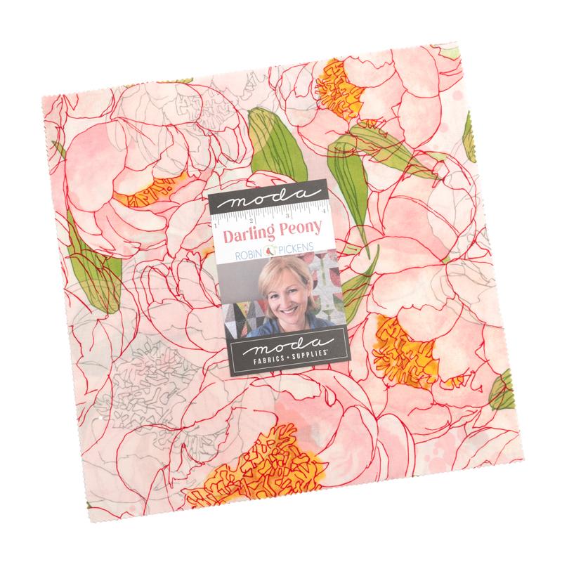 Darling Peony 10" Squares Layer Cake Robin Pickens Moda Cotton Fabric MD-48790LC