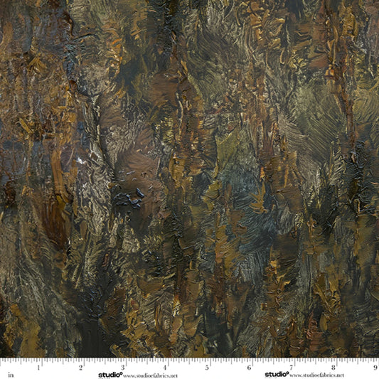 Dawn's Early Light Tree Texture Hunter Green Brown Shirl Ireland Studio E Cotton Fabric SE-9054-65
