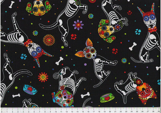 Day of the Dead Dogs Timeless Treasures Cotton Fabric