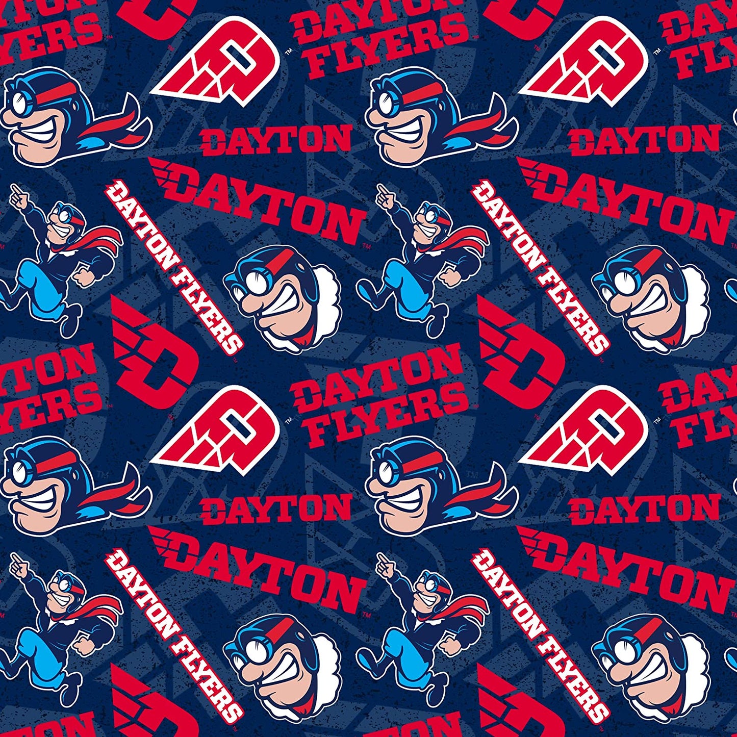 Dayton Flyers NCAA College Tone on Tone Sykel Cotton Fabric