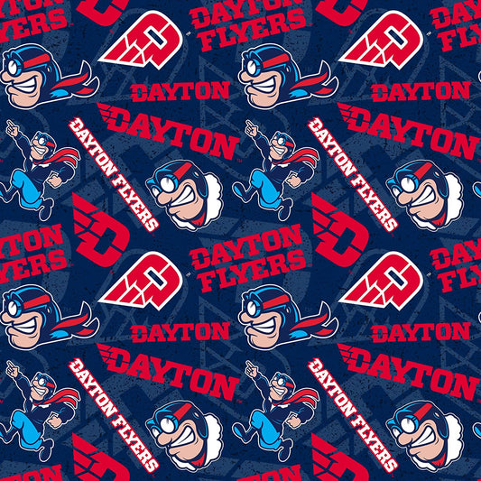 Dayton Flyers NCAA College Tone on Tone Sykel Cotton Fabric