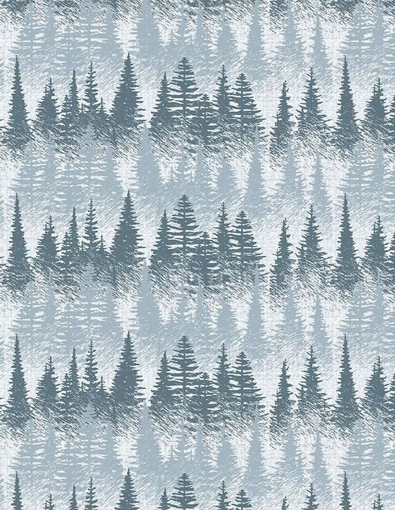 Wild Woods Lodge Tree Stripe White Blue PDR, LLC Cotton Fabric WP-3057-59028-144 | US Fabric Shop