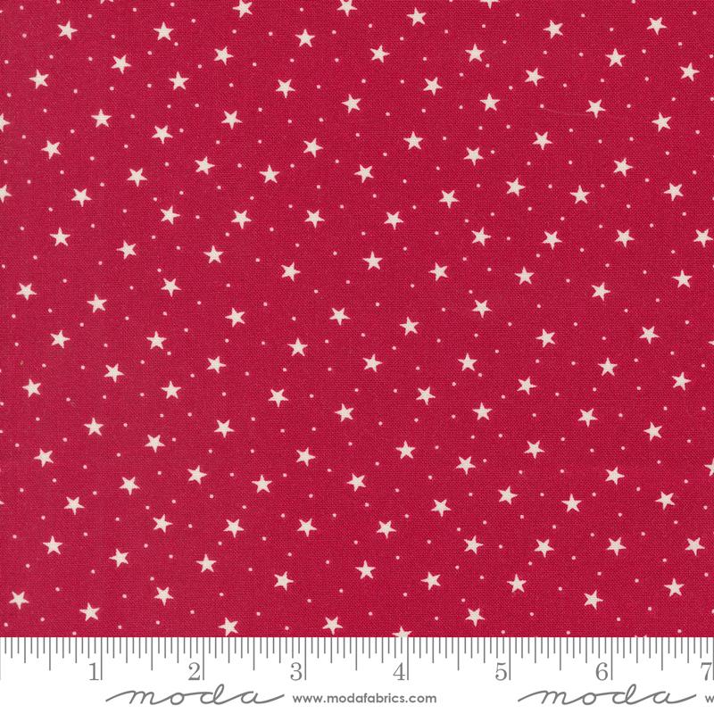 Dear Santa Snowy Stars Blender Crimson Red Primitive Gatherings Moda Cotton Fabric