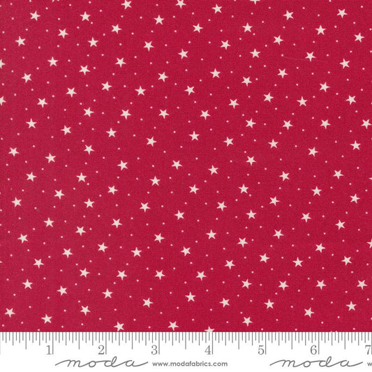 Dear Santa Snowy Stars Blender Crimson Red Primitive Gatherings Moda Cotton Fabric