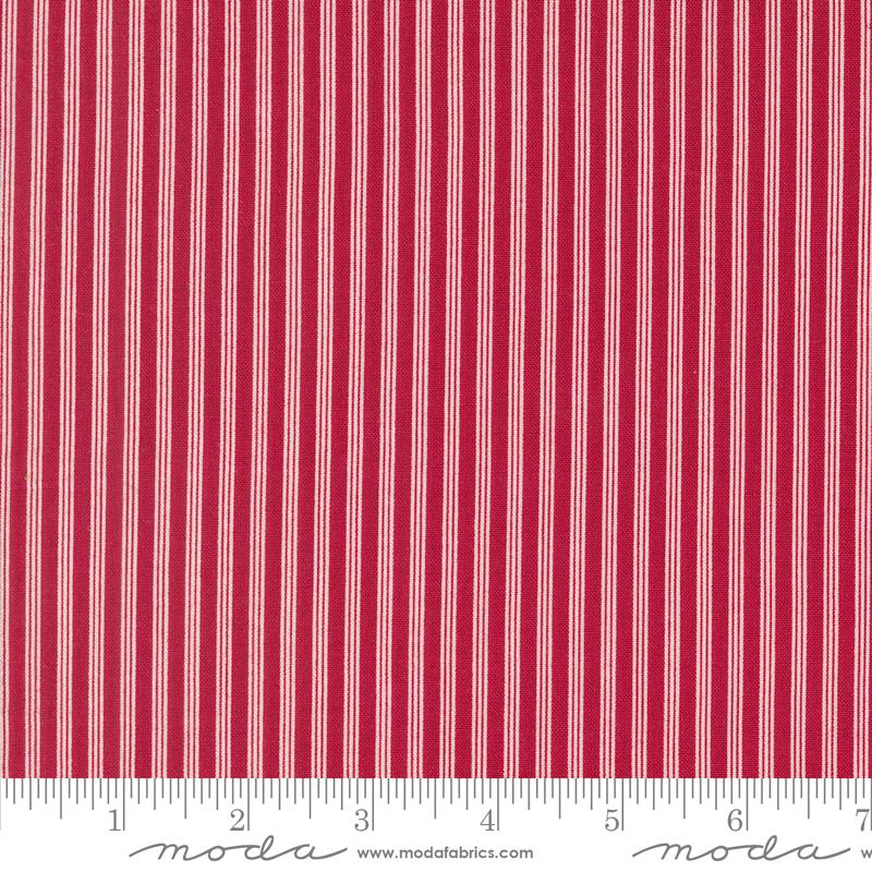 Dear Santa Stripes Crimson Red Primitive Gatherings Moda Cotton Fabric