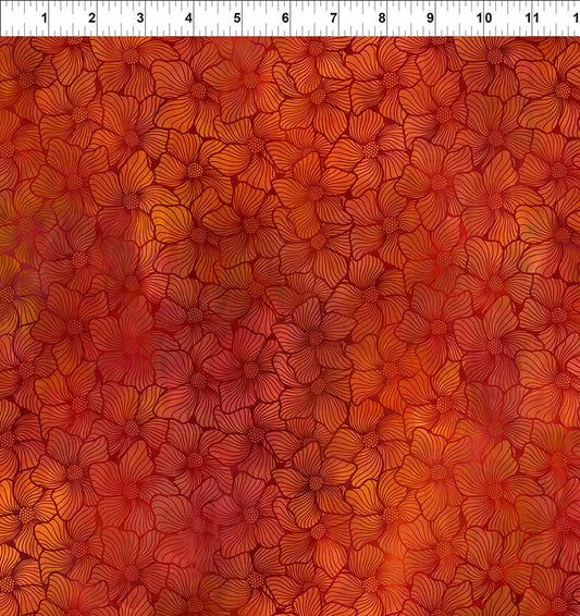 Dear Clara Bloom Tonal Blender Orange Jason Yenter In The Beginning Cotton Fabric ITB-10DCL-1