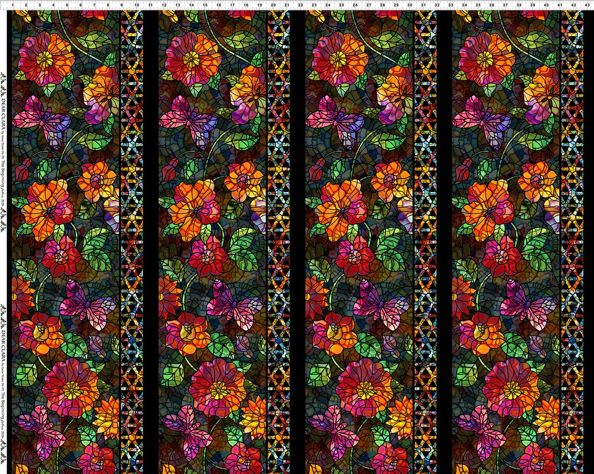 Dear Clara Bloom Stripes Black Jason Yenter In The Beginning Cotton Fabric ITB-1DCL-1