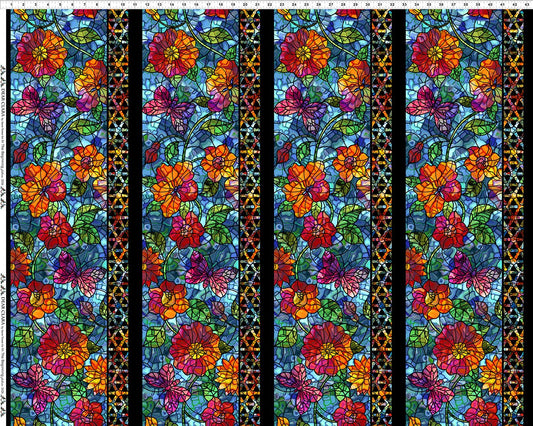 Dear Clara Bloom Stripes Blue Jason Yenter In The Beginning Cotton Fabric ITB-1DCL-2