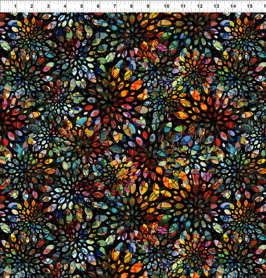 Dear Clara Kaleidoscope Black Jason Yenter In The Beginning Cotton Fabric ITB-8DCL-1