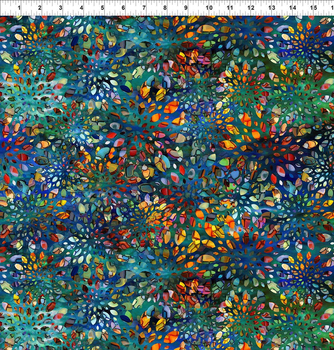Dear Clara Kaleidoscope Blue Jason Yenter In The Beginning Cotton Fabric ITB-8DCL-2