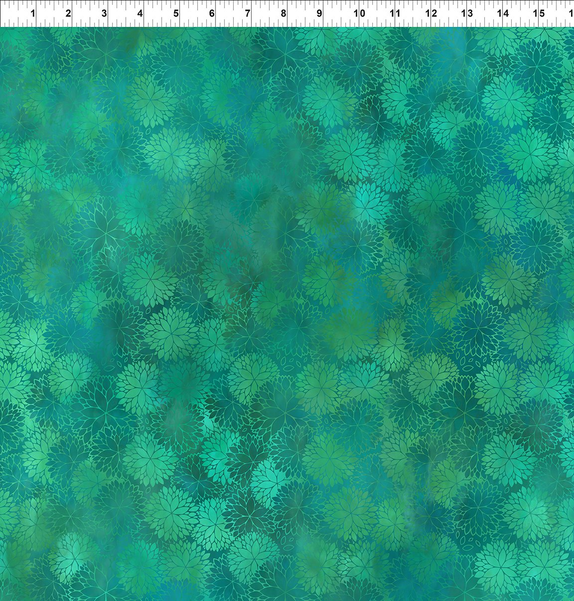 Dear Clara Mums Tonal Blender Teal Jason Yenter In The Beginning Cotton Fabric ITB-14DCL-1