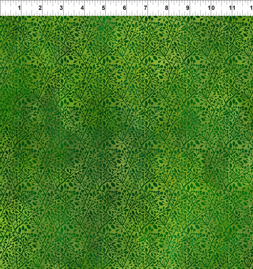 Dear Clara Vines Tonal Blender Green Jason Yenter In The Beginning Cotton Fabric ITB-13DCL-1