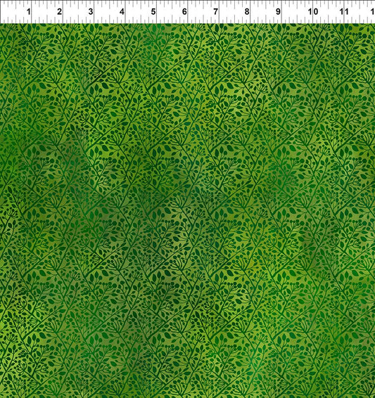 Dear Clara Vines Tonal Blender Green Jason Yenter In The Beginning Cotton Fabric ITB-13DCL-1