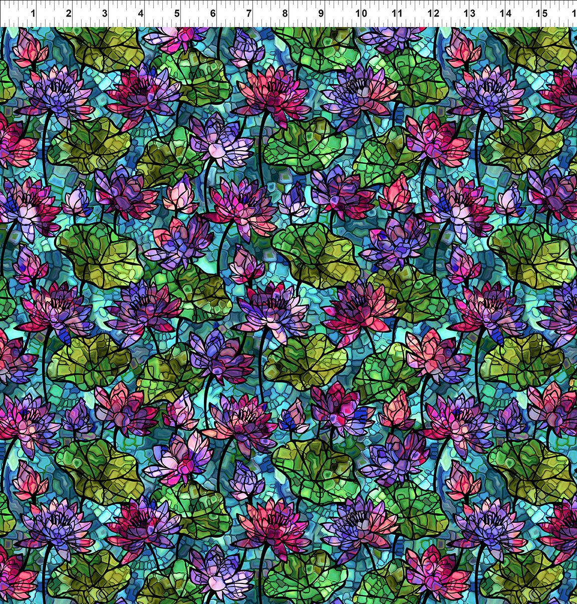 Dear Clara Water Lillies Multi Jason Yenter In The Beginning Cotton Fabric ITB-5DCL-1