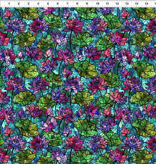Dear Clara Water Lillies Multi Jason Yenter In The Beginning Cotton Fabric ITB-5DCL-1