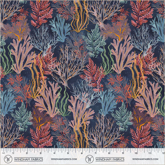 Deep Blue Garden Reef Deep Blue Katherine Quinn Windham Fabrics Cotton Fabric WF-55256D-1