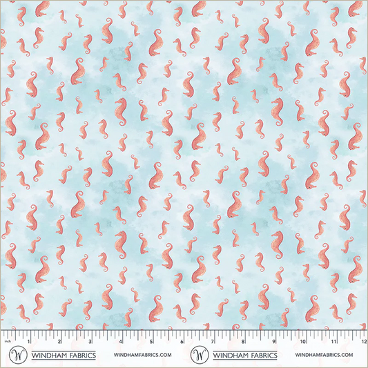 Deep Blue Seahorses Aqua Katherine Quinn Windham Fabrics Cotton Fabric WF-55260D-3