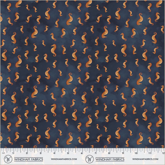 Deep Blue Seahorses Deep Blue Katherine Quinn Windham Fabrics Cotton Fabric WF-55260D-1