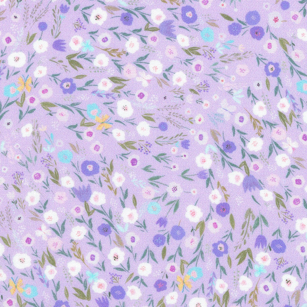 Deer Wilds Floral Lavender Purple Sanja Rescek Robert Kaufman Cotton Fabric