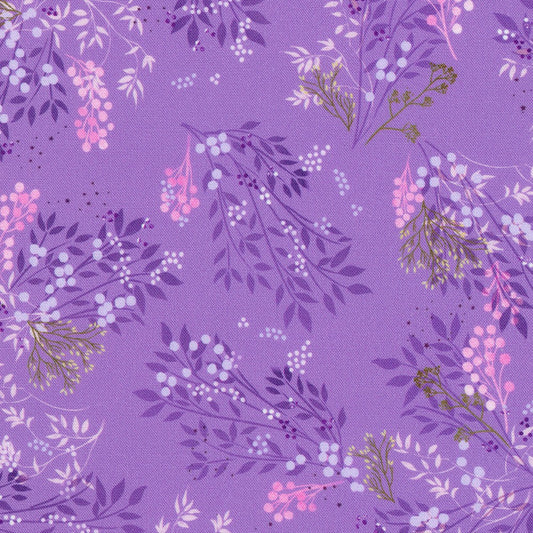 Deer Wilds Foliage Lavender Purple Sanja Rescek Robert Kaufman Cotton Fabric