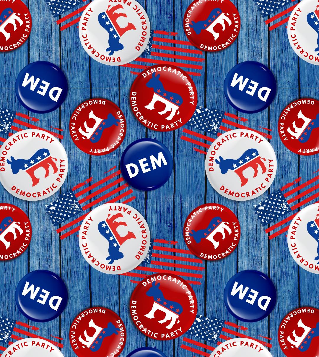 Democratic Button Patriotic David Textiles Cotton Fabric