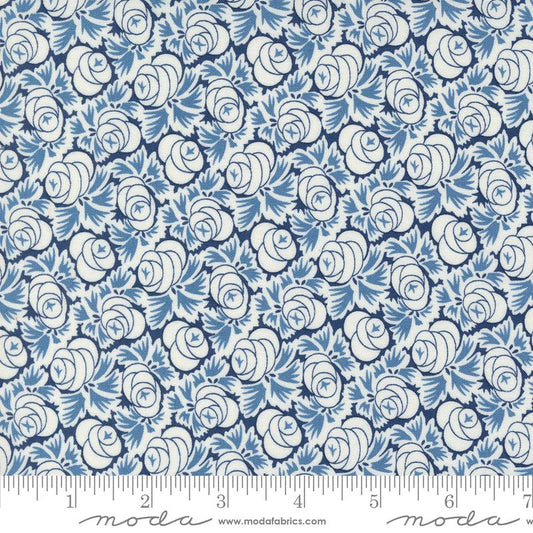 Denim & Daisies Oklahoma Rose Florals Midnight Dark Blue Fig Tree Co. Moda Cotton Fabric