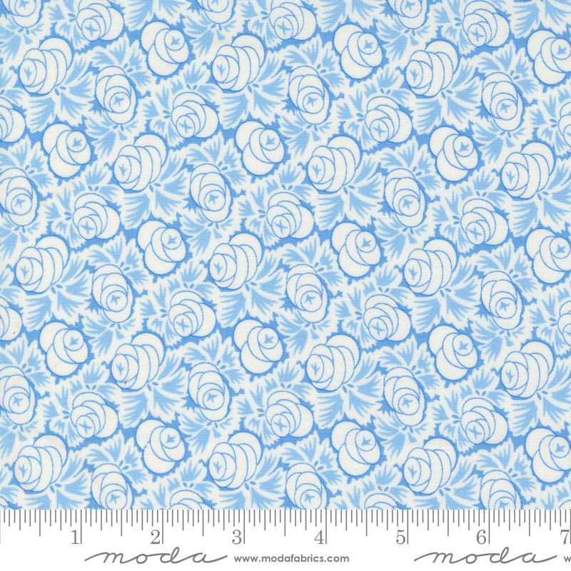 Denim & Daisies Oklahoma Rose Florals Stonewashed Light Blue Fig Tree Co. Moda Cotton Fabric