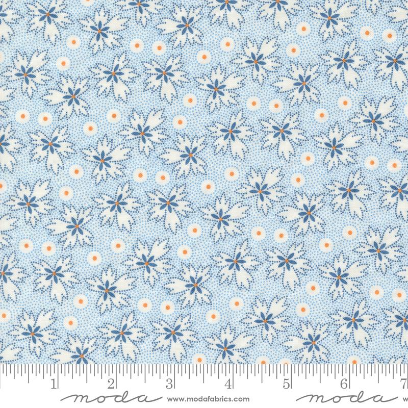 Denim & Daisies Prairie Blenders Leaf Dot Stonewashed Blue Fig Tree Co. Moda Cotton Fabric