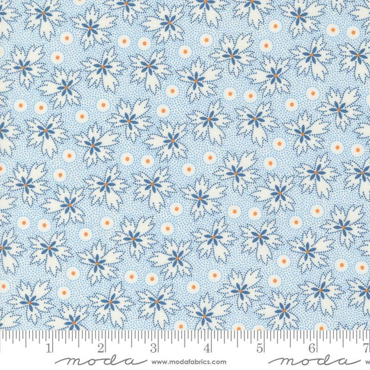 Denim & Daisies Prairie Blenders Leaf Dot Stonewashed Blue Fig Tree Co. Moda Cotton Fabric